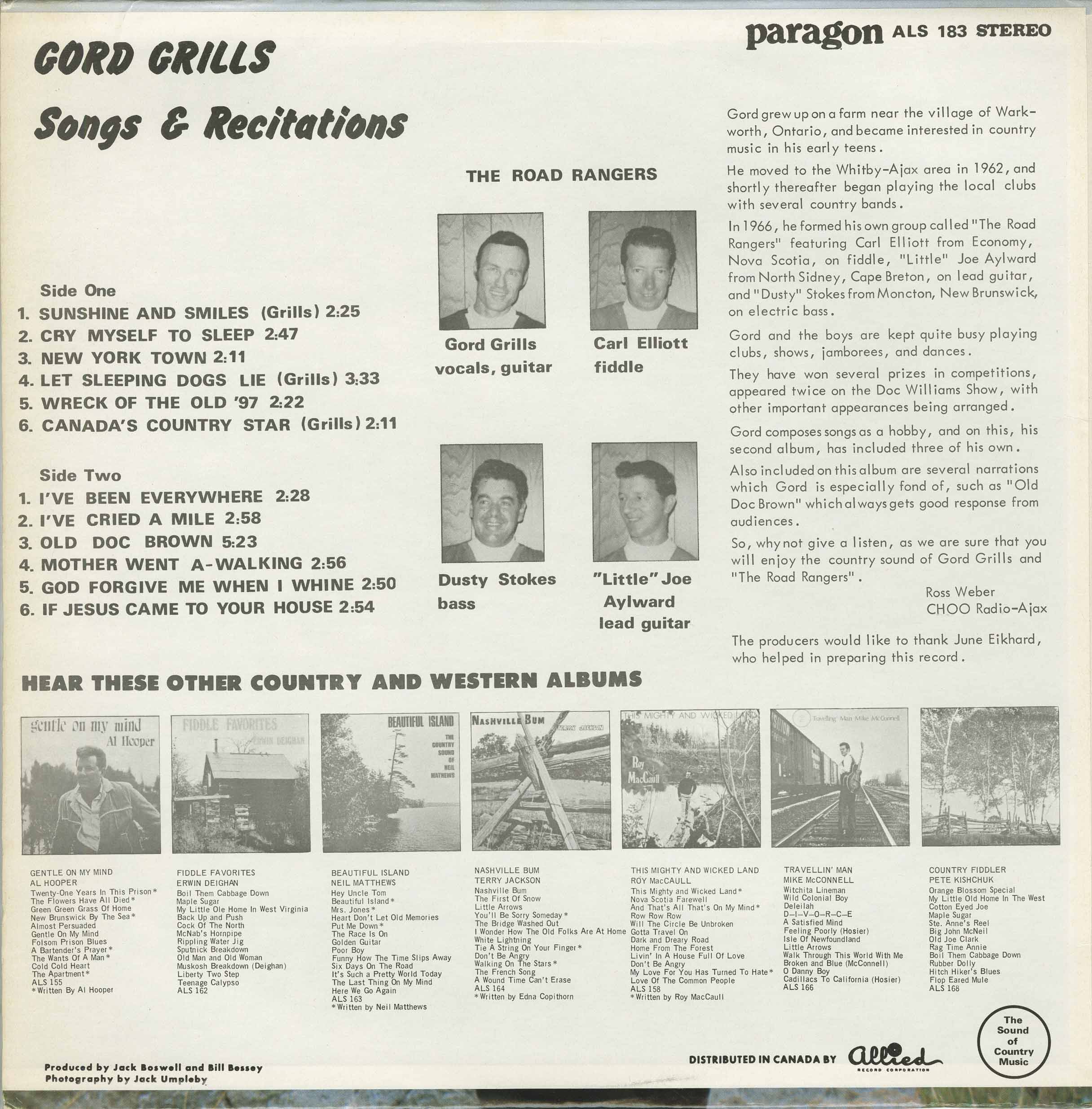 Grills, Gord Songs & Recitations