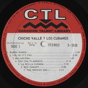 Chicho valle  y los cubanos ctl s5038 label 01