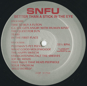 Snfu better than a stick in the eye vinyl label 01