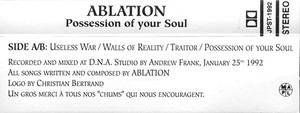 Ablation   possession of your soul cassette side