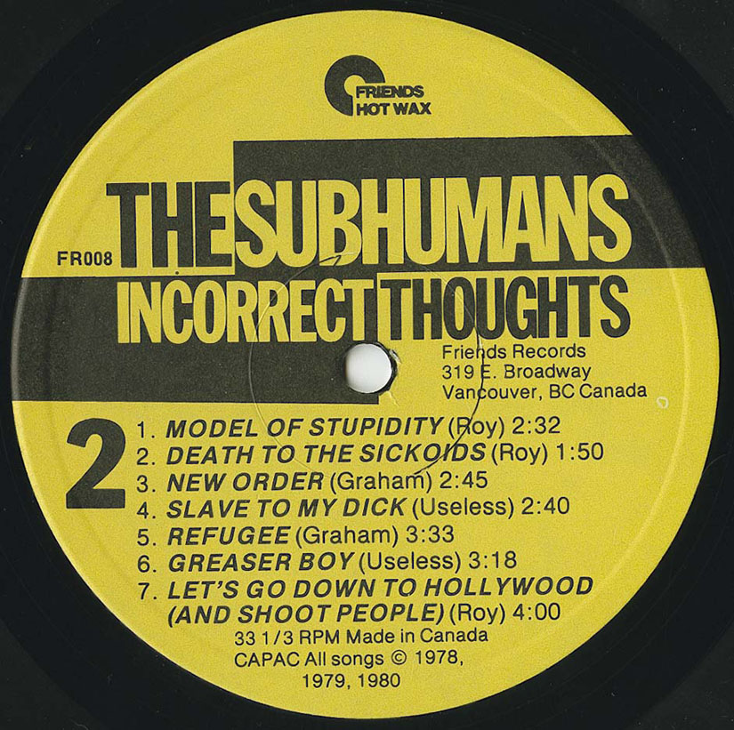 Subhumans - Incorrect Thoughts