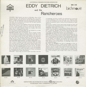 Eddy dietrich and the rancheros old time country favourites vol 2 back