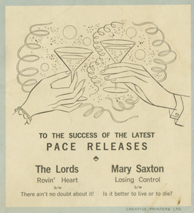 The lords mary saxton promo sheet