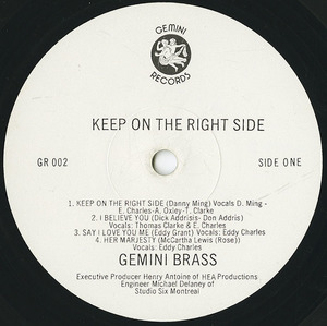 Gemini brass keep on the right side label 01