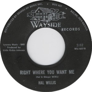 Hal willis right where you want me wayside