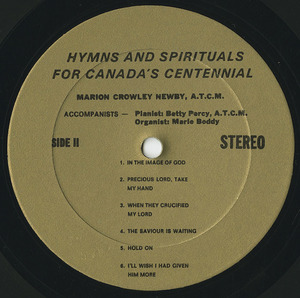 Marion crowley newby   hymns   spirituals for canada's centennial label 02