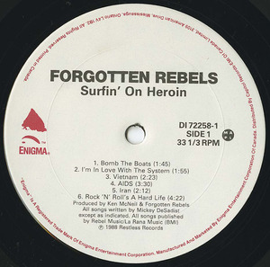 Forgotten rebels   surfin on heroin label 01