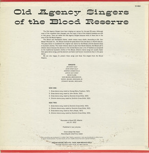 Old agency singers of the blood reserve   volume one back