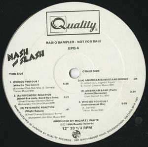 Nash the slash radio sampler label side 01