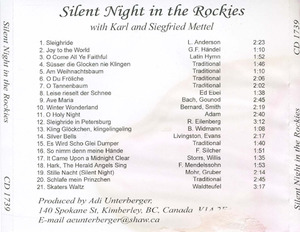 Cd silent night in the rockies inlay