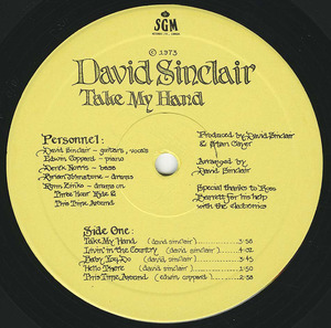 David sinclair take my hand label 01
