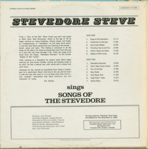 Stevedore steve   songs of the stevedore back