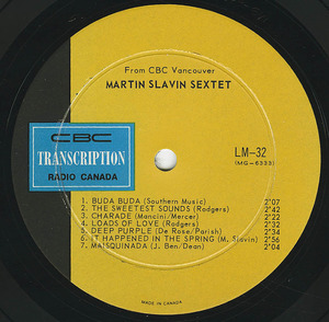 Martin slavin sextet cbc lm 33 label 01