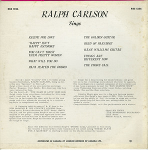Ralph carlson   sings back