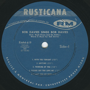 Bob davies   sings bob davies label 01