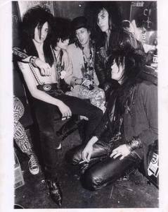 Andy mccoy %28hanoi rocks%29 backstage with the throbs. cat club 1988. ronnie magri  danny nordahl  andy mccoy  ronnie sweetheart  pete pagan