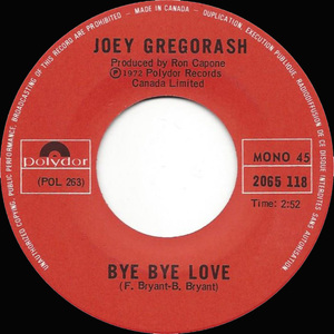 Joey gregorash bye bye love polydor