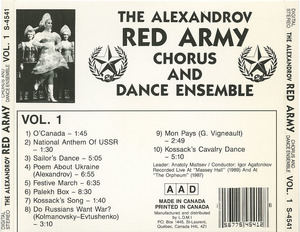 Cd the alexandrov red army chorus and dance ensemble vol .1 inlay