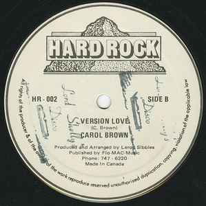 Carol brown   come love me  label 02