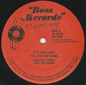 Pauline jones and the gems   it's too late to love me now label 01