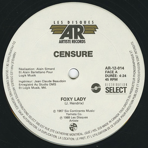 Censure   foxy lady bw amour label 01