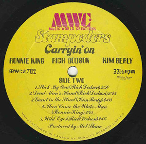 Stampeders   carryin' on label 02