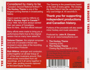 Cd dolores claman   hockey night in canada inlay