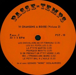 Deslauriers g%c3%a9rard nono chansons %c3%a0 boire volume 2 1965 disque face bii
