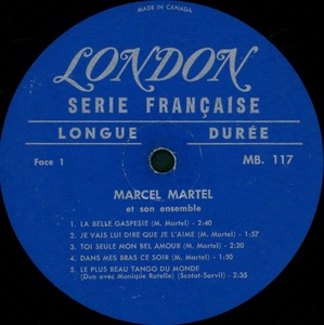 Martel marcel marcel martel et son ensemble 1964 disque face a
