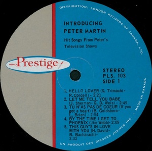 Lalonde pierre introducing peter martin 1968 disque side 1