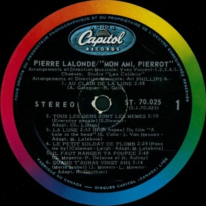 Lalonde pierre mon ami pierrot 1969 disque face 1