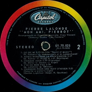 Lalonde pierre mon ami pierrot 1969 disque face 2