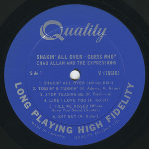 Chad allan   expressions   shakin' all over guess who label 01