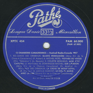 Va 12 chansons canadiennes festival radio canada  1957 label 02
