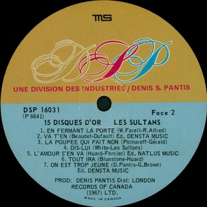 Sultans les 15 disques d'or 1968 disque face 2bb