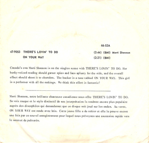 Shannon  marti   there's lovin' to do bw on your way %28picture sleeve%29 %283%29