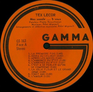 Lecor tex mon monde %c3%a0 vous 1972 disque face aii