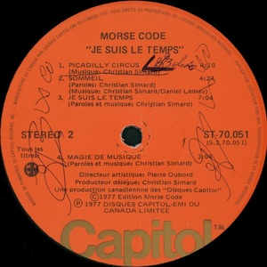 Morse code je suis le temps 1977 disque face 2