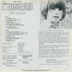 Simard ren%c3%a9 l'oiseau 1971 dos
