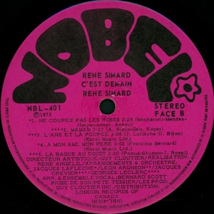 Simard ren%c3%a9 c'est demain 1972 disque face b