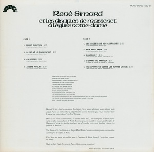Simard ren%c3%a9 et les disciples de massenet %c3%a0 l'%c3%a9glise notre dame 1973 dos