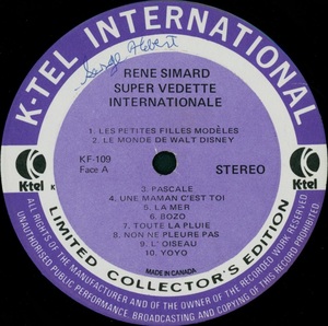 Simard ren%c3%a9 super vedette internationale 1975 disque face a