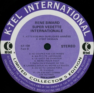 Simard ren%c3%a9 super vedette internationale 1975 disque face b