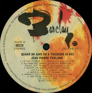 Ferland jean pierre quand on aime on a toujours 20 ans 1975 disque face a