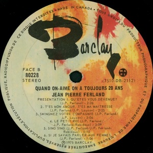 Ferland jean pierre quand on aime on a toujours 20 ans 1975 disque face b