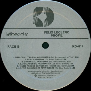 Leclerc f%c3%a9lix profil 1984 disque face b