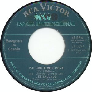 Les tallmud jai cru a mon reve im a believer rca victor canada international a