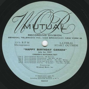 78 happy birthday canada on mutual 1957 label