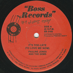Pauline jones and the gems   it's too late to love me now label 01