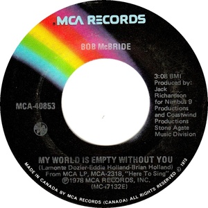 Bob mcbride my world is empty without you mca a v